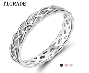 Tigrade 925 Sterling Silver Ring Women Celtic Knot Eternity Wedding Band High Polish Classic Stapble Simple Rings6797206