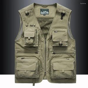 Men's Vests Summer Men Unloading Tactical Vest Coat Casual Pographer Waistcoat Mesh Work Sleeveless Jacket Tools Pocket 5XL