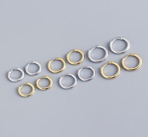 Hoop Huggie ENSHIR Minimalist Small 925 Sterling Silver Earrings For Women Tiny Round 6mm8mm10mm12mm15mm6764860