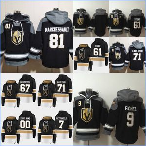 Vegas''Golden''Knights''hoodie 61 Stone 9 Eichel 71 SSON 81 Marchessault 67 Pacioretty 7 Pietrangelo Custom Hockey Jerseys Men Młodzież