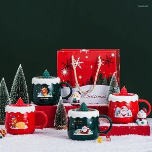 Кружки креативная рождественская чашка с крышкой, высокая цветовая ценность, женская кружка для пары, подарок, ручная керамика, вода