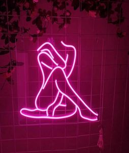 Altre lampadine Tubi Insegna al neon personalizzata Ragazza sexy della signora Ha condotto la luce per la stanza Decorazione domestica Camera da letto Parete Corpo femminile Murale Acr6303801