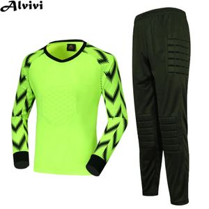 Kids Boys Soccer Goalkeeper Clothes Goalie Sport Suit Football Training Uniform Long Sleeve Protective Padded Tshirt with Pants 240306