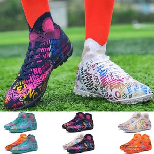 Men Soccer Boot Cleats Kids High Ankle Football Shoes Lightweight Outdoor Sport Sneakers 240306