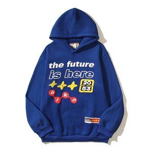 2024 Dark Blue Hoodie Men Women Hoody Fleece Pullovers Vintage Foam Print Sweatshirts