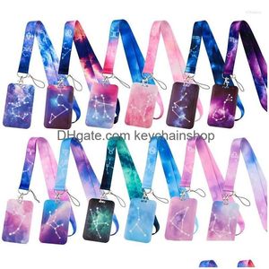 Keychains Lanyards Keychains Twee Constellations Lanyard Badge Holder ID 카드 끈적으로 휴대 전화 로프 키 넥 스트랩 Keychain r dhn2p