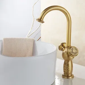 Rubinetti per lavandino del bagno che ripristinano antichi modi di intagliare modelli o disegni su falegnameria Rubinetto per lavabo in rame antico americano per WC