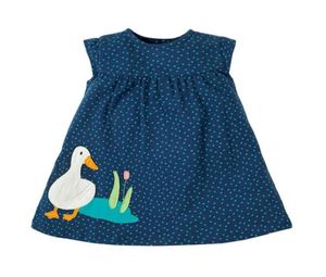 Vestidos para meninas verão bebê menina roupas marca vestido listrado crianças algodão animal coelho flor impressão vestidos sem mangas 2107271737319