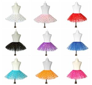 Baby Girls paljetter kjolar guldpolka dot kjolar flicka glans tutu kjol prinsessan mini kort klänning kjol pettiskirt klänning småbarn ski8222541