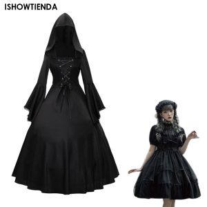 Ubierz Halloween Cosplay Costume Gothic vintage sukienka duchów Dyniowe sukienki Medieval Ghost Bride Vampire Odzież Halloween dla kobiet