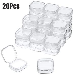 Caixas pequenas quadradas transparentes caixa de plástico caixa de armazenamento de jóias acabamento recipiente caixa de armazenamento de embalagem para brincos 3.5cm 2024307