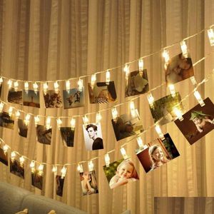 Led Strings 1M 5M Led Garland Card Po Clip String Lights Christmas Festival Party Wedding Birthday Home Decoration Festoon Drop Delive Dhmok