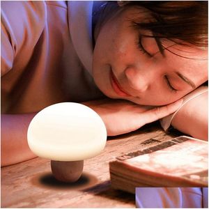 Night Lights Cute Mini Led Mushroom Lamp Light Magnetic Usb Night Lights Presssensor Atmosphere Soft Baby Child Slee Bedside Drop Deli Dhajj