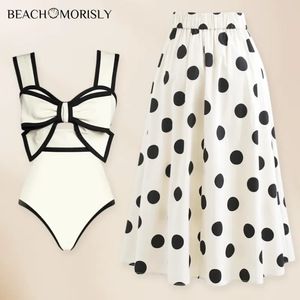 2024 Vintage 3D Fiore in bianco e nero Bowtie Costume da bagno Gonna Costumi da bagno Donna Bikini Beachwear Costume da bagno 240223