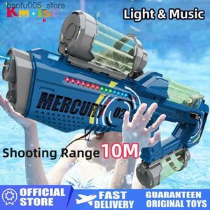 Sand Play Water Fun Automatic electric water gun with charging light continuous shooting summer party game childrens space splashing toy Q240307