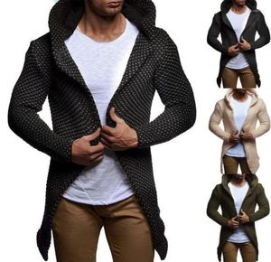 Men039s Trench Coats Fashion Autumn Leisure Solid Color Hooded Knit Cardigan CoatAutumn Winter Boy Jobs Work Trendy Style Will28299537