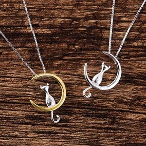 Pendant Necklaces HUAMI Charm Fashion Cut Cat Moon Necklace Link Chain For Pet Lucky Jewelry Women Ladies' Gifts