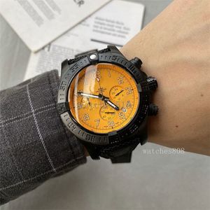 Top AAA mens luxury brand watch quartz battery 316L steel black case amazing orange face 45mm dial men casual watches255T