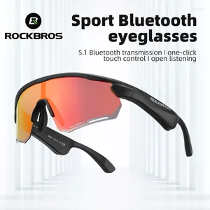 Utomhus Eyewear Rockbros Polarized Pochromic Cycling Glasses Wireless Bluetooth Solglasögon MP3 Sport UV400 Goggles