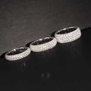 Fashion Solid 925 Sterling Silver 3/4/5 Rows Diamond Moissanite Iced Out Mens Rings Hip Hop Jewelry