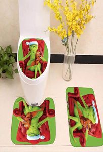 Il Grinch Stole Christmas Tenda da doccia impermeabile Copri tappeto Copri WC Tappetino da bagno Pad Set da 4 pezzi Stampa 3D Arredamento bagno 208151229