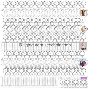 Chaveiros Lanyards Chaveiros 100pcs Po Frame Imagem Pingente Em Branco Inserir Translúcido Clear Acrílico Chaveiros para DIY Drop Delivery