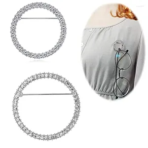 Broscher runda kristallglasögonhållare brosch lässtift för kvinnor