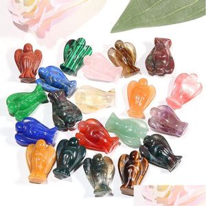 Stone 20mm Custom Casted Little Decoration Angel Staty Stone Natural Quartz Crystal Crafts Guardian Figurer Statyer Drop Leverans DHSBM