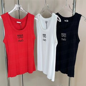 Fashion Tank Top Embroidery Pattern Knit Vest Women Designer Clothing Knitted Sports T Shirts Yoga Tees