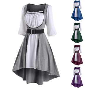 Abito da donna retrò stile punk abito cucito medievale abito svasato irregolare abito da donna rinascimentale abiti da festa cosplay femminile