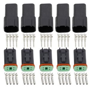 Black 5 Set 4 Pin DT044PDT064S bil Vattentät tråd Electrical Deutsch Connector Plug2595614