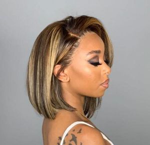 Brazilian Virgin Pre Plucked 427 Frontal Bob Wig 13by4 Lace Size Full Ends Straight Remy Hair Wig5672427