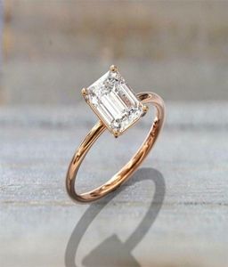 Meisidian Design Emerald Cut 3 karat 7x9mm S925 Sliver Plated Gold Diamond Ring 2208168278024