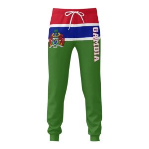 Sweatpants Mens Sweatpants Gambia flagga Gambian Pants with Pockets Joggers Soccer Football Multifunction Sports Sweat med dragstring