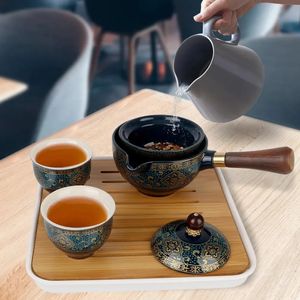 360 Rotation Tea Maker and Infuser Ceramic Tea Cup for Puer Porcelain Chinese Gongfu Tea Set Flowers Exquisite Shape 240307