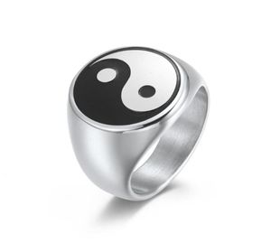 Eheringe Chinesischer Stil Taoismus Yin Yang Fisch Taiji Karte Titan Stahl Ring Edelstahl Herren39s Taoist5184664