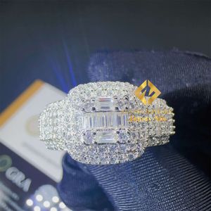 Популярный стиль прекрасные украшения заморожены хип -хоп кубинский кольцо 925 стерлинговое серебро VVS Moissanite Diamond Man