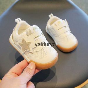 Athletic Outdoor Breathable baby walking shoes spring and autumn soft soles non slip small white shoes for boys and girls Velcro single shoe priceH240307