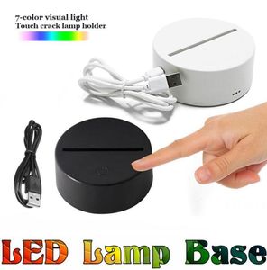 Luzes led 3d, interruptor de toque de 7 cores, base de lâmpada led para lâmpada de ilusão 3d, painel de luz acrílico de 4mm, bateria 2a ou usb2778472