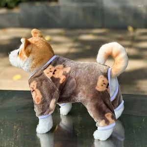 Vestuário para cães 1 PCS Roupas para animais de estimação Cute Bear Hoodie Outono / Inverno e traje quente de flanela de quatro pernas