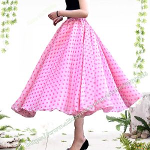 Rock Sonne Mode 2023 neuer Vintage Pink Organza Wassertropfen gepunktete flauschige Regenschirm Französisch Süß halb Körper lang Maxi Midi Rock Frauen