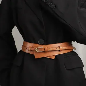 Bälten Dual Use Pu Leather Soparble Girdle Vintage Stylish Wide Waistband med Pin Buckle Coat Dress Belt för kvinnor