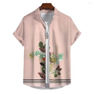 Camisas casuais masculinas moda flor roupas coloridas manga curta rua tops verão