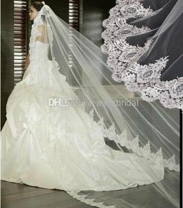 high quality vintage lace bridal veils 3m one tier layer white elegant church wedding dresses veil 3 meters accessories 9684966