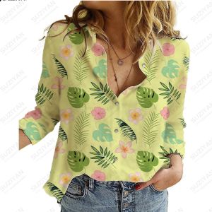 Camisa 2023 novo best-seller 3d impresso camisa de manga comprida feminina rua minimalista retro botão cardigan solto casual chiffon camisa