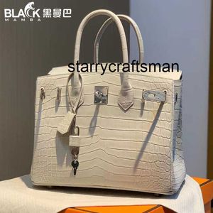 Borsa a mano in vera pelle LL Pelle di coccodrillo nera Grigio 30CM Borsa a mano da donna Borsa da donna di lusso Borsa fatta a mano