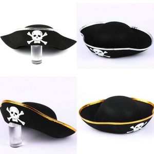 Unisex Halloween Pirate Skull Print Captain Hat Costume Accessories Caribbean Skull Hat Ms Women'S Party Party Props Hat Cos2525