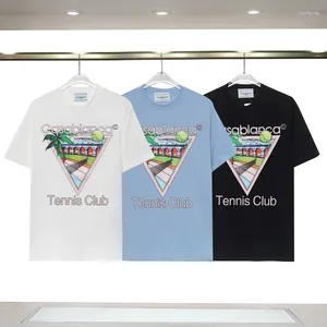 Дизайнерские мужские футболки High Street Футболка с буквами Теннис Футболка с принтом кокосовой пальмы Хлопковая свободная повседневная рубашка Harajuku с коротким рукавом