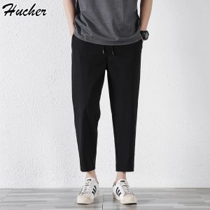 Calça cache masculina gelo nylon joggers homens 2023 verão básico de verão rápido seco leve calça de moletom elástico calças de corrida casual