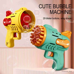 Sand Play Water Fun Kids Rocket Bubble Gun Blower 29 Holes Bubble Machine Summer Soap Bubbles Toys For Children Girl Boys Outdoor Games Garden Child Child Child